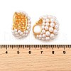 Brass ABC Plastic Imitation Pearl Basket Hoop Earrings EJEW-S270-08G-3