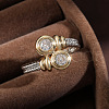 Flat Round Brass Micro Pave Clear Cubic Zirconia Finger Rings for Women FS-WGBC030-02-2
