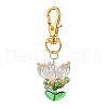 Flower Glass Pendants Decorations HJEW-MZ00248-04-2