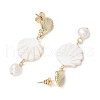 Shell Shape Alloy Dangle Stud Earrings EJEW-TA00642-4