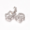 Brass Micro Pave Clear Cubic Zirconia Fold Over Clasps ZIRC-I038-26P-2