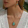 Luxurious Middle Eastern Synthetic Turquoise & Rhinestone Teardrop Pendant Necklace & Earrings Sets for Wedding GL5930-3