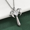 Brass Cubic Zirconia Wing Cross Pendant Necklaces for Women NJEW-C067-07P-03-2