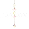 Wire Wrapped Nuggets Natural Quartz Rhombus Hanging Ornaments HJEW-JM02394-1