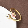 Flower Brass Micro Pave Cubic Zirconia Cuff Rings RJEW-A069-02A-G-3
