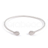 Rack Plating Brass Pave Clear Cubic Zirconia Teardrop Open Cuff Bangles BJEW-S148-03P-1
