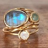 Alloy Multi-Moonstone Finger Rings for Women FS-WG1D73B-02-3