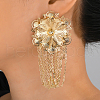 Brass Flower with Chain Charm Dangle Stud Earrings BB5682-1