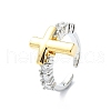 Rack Plating Brass Micro Pave Cubic Zirconia Open Cuff Rings RJEW-C076-07A-G-1