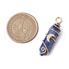 2Pcs 2 Styles Natural Lapis Lazuli Double Terminated Pointed Pendants PALLOY-JF03122-04-2