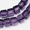 Faceted Cube Transparent Glass Beads Strands X-EGLA-E041-5mm-D11-2