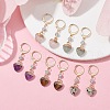 Heart Natural Mixed Gemstone Dangle Leverback Earrings EJEW-JE05470-2