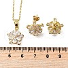 Flower Brass Micro Pave Clear Cubic Zirconia Stud Earrings & Pendant Necklaces Sets SJEW-Z002-04G-5