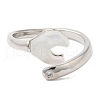 Natural Shell Spanner Open Cuff Ring with Cubic Zirconia RJEW-G288-07P-2