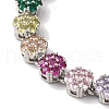 Rack Plating Brass Pave Cubic Zirconia Flower Link Necklaces for Women NJEW-B108-01P-03-2