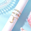 3Pcs Copper Wire Wrapped Natural Green Aventurine Faceted Round Bead Finger Rings for Women RJEW-JR00887-04-1