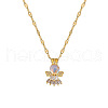 304 Stainless Steel Micro Pave Clear Cubic Zirconia Crown Angel Pendant Necklaces FS-WG39094-01-3