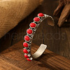 Bohemian Style Oval Alloy Synthetic Turquoise Beads Cuff Bangles for Women WG13159-01-1