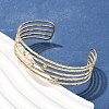 304 Stainless Steel Rhinestone Cuff Bangles for Women AJEW-P127-11G-3