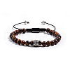 Natural Tiger Eye Round Braided Bead Bracelets for Women Men PM4065-1-1