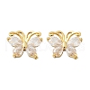 Butterfly Brass Micro Pave Clear Cubic Zirconia Stud Earrings EJEW-U064-01G-4