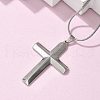 304 Stainless Steel Cross Pendant Snake Chain Necklaces NJEW-S442-06P-2