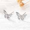 Butterfly Brass Micro Pave Cubic Zirconia Ear Studs EJEW-D304-34P-5