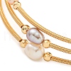 Mother's Day Jewellery Four-Loops Brass & Natural Freshwater Pearl Beaded Wrap Bracelets for Women BJEW-F470-02G-3