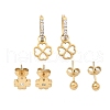 304 Stainless Steel Rhinestone Clover & Round Earring Sets EJEW-Z098-13G-4
