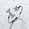 Brass Micro Pave Cubic Zirconia Cuff Rings for Women FS-WGA4C54-35-1