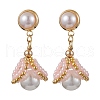 Glass Seed Bead Shell Shape Dangle Stud Earrings EJEW-MZ00273-1