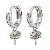 Brass Micro Pave Clear Cubic Zirconia Hoop Earring Findings KK-G490-12P-1