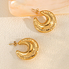 Textured Moon Stainless Steel Stud Earrings HR9387-2