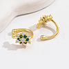 Elegant S925 Silver Cubic Zirconia Flower Cuff Earrings YI9014-2