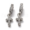 Brass Micro Pave Cubic Zirconia European Dangle Charms ZIRC-H119-01P-1