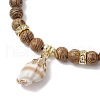 4Pcs Wood Round Bead Charm Bracelets for Women BJEW-JB11646-4