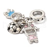 Rack Plating Alloy Light Rose Rhinestone European Dangle Charms PALLOY-S189-17P-2