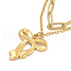 304 Stainless Steel Bowknot Pendant Necklaces NJEW-L182-001G-03-6