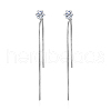 Elegant Stainless Steel Flat Round Tassel Stud Earrings BX2341-1-2