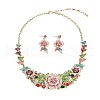 Flower Alloy Rhinestone Pendant Necklaces & Stud Dangle Earrings Sets FS-WGF8947-03-2