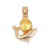Brass Micro Pave Cubic Zirconia Pendants KK-E795-23KCG-01-2