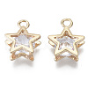 Brass Micro Cubic Zirconia Charms KK-N235-034A-3