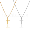 FIBLOOM 2Pcs 2 Colors 304 Stainless Steel Cross Pendant Necklace with Satellite Chains NJEW-FI0001-48-1