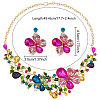 ANATTASOUL Colorful Rhinestone Flower of Life Pendant Necklace & Dangle Stud Earrings SJEW-AN0001-12-2