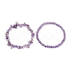 Chip & Round Natural Amethyst Beaded Stretch Bracelets for Women BJEW-JB10189-03-3