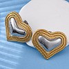 304 Stainless Steel Two Tone Stud Earrings EJEW-Z109-05GP-01-3