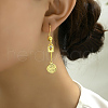 Fashionable Classic Flat Round Brass Tassel Hoop Earrings EH8796-4
