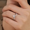 Retro Brass Micro Pave Clear Cubic Zirconia Finger Rings for Women FS-WG492FF-01-2