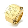 Ion Plating(IP) 304 Stainless Steel Rhinestone Tiger Signet Rings RJEW-Q815-02G-M-1