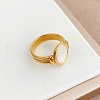 Retro Fashionable 304 Stainless Steel and Shell Finger Rings FS-WG8030D-01-2